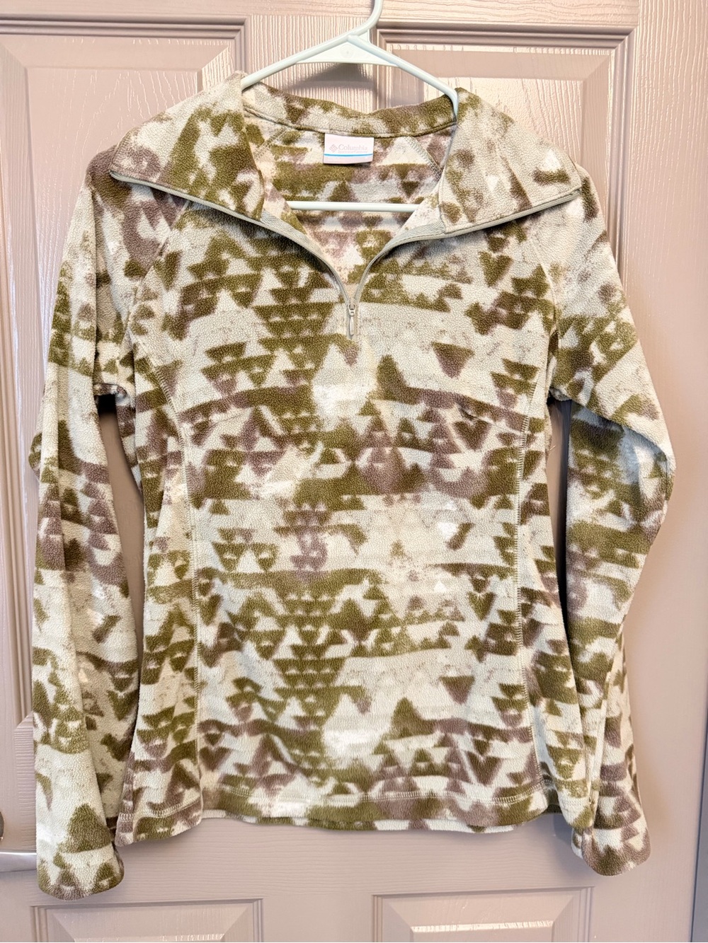 Columbia Olive & Cream Half-Zip Fleece Pullover